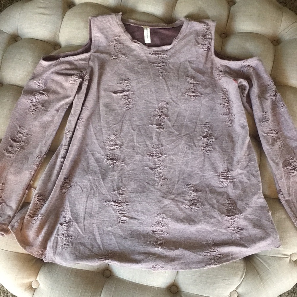 Peppermint Cold Shoulder Long Sleeve Top